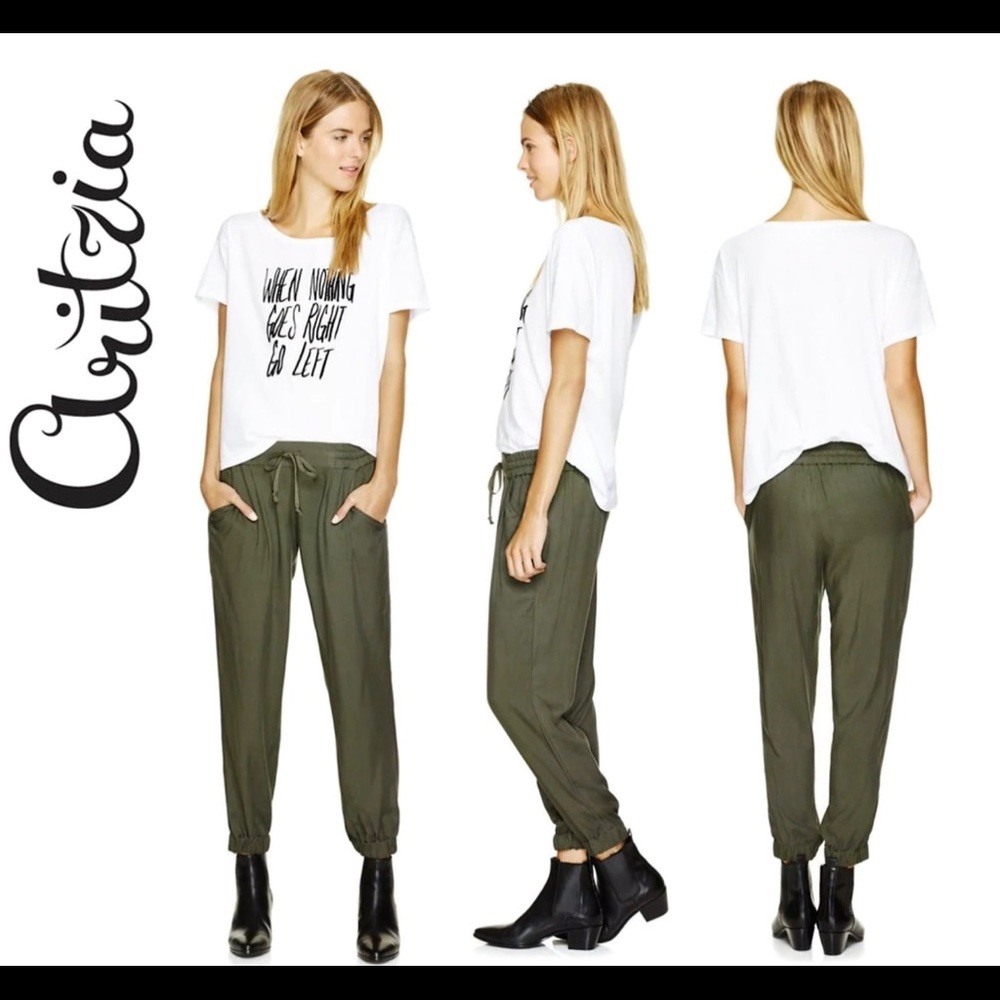 Aritzia Olive Green Drawstring Joggers